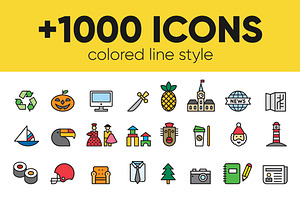 +1000 FILLED LINE ICONS
