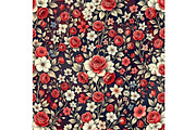 Red White and Blue Floral Background, a Decorative Illustration by Sharon Schwalbe (Thumbnail 6 of 6)
