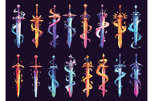 Magic swords. Cartoon game warrior, an Object Illustration by Stock-Smart-Start