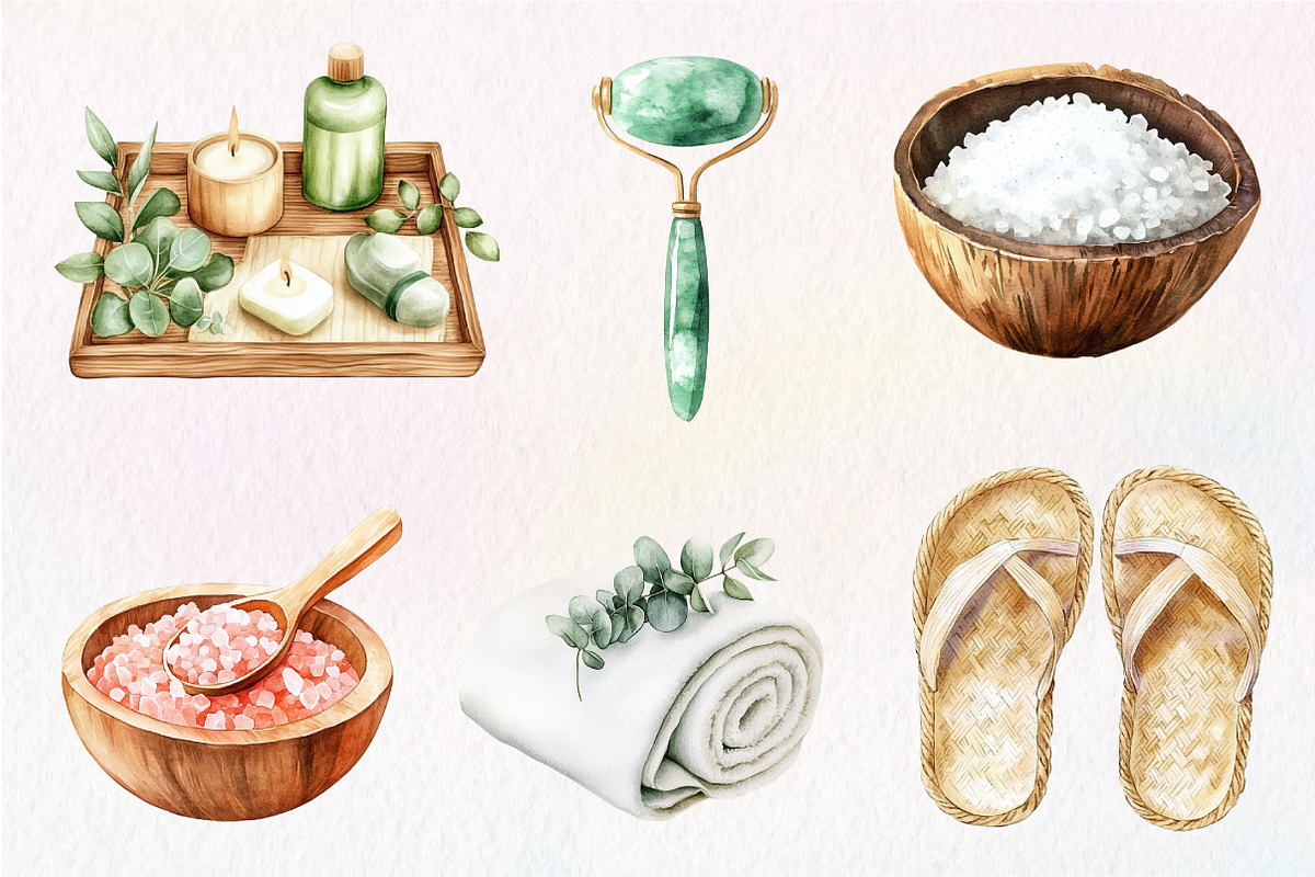 Watercolor Spa Clipart, an Illustration by Dream Creation (Photo 2 of 5)