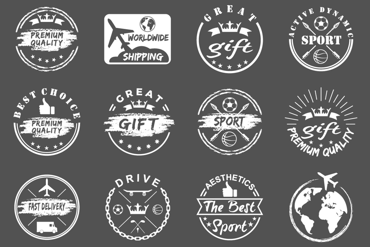 Set of vintage, sports, gift emblems, a Background Graphic by Tomass2015 (Photo 2 of 2)