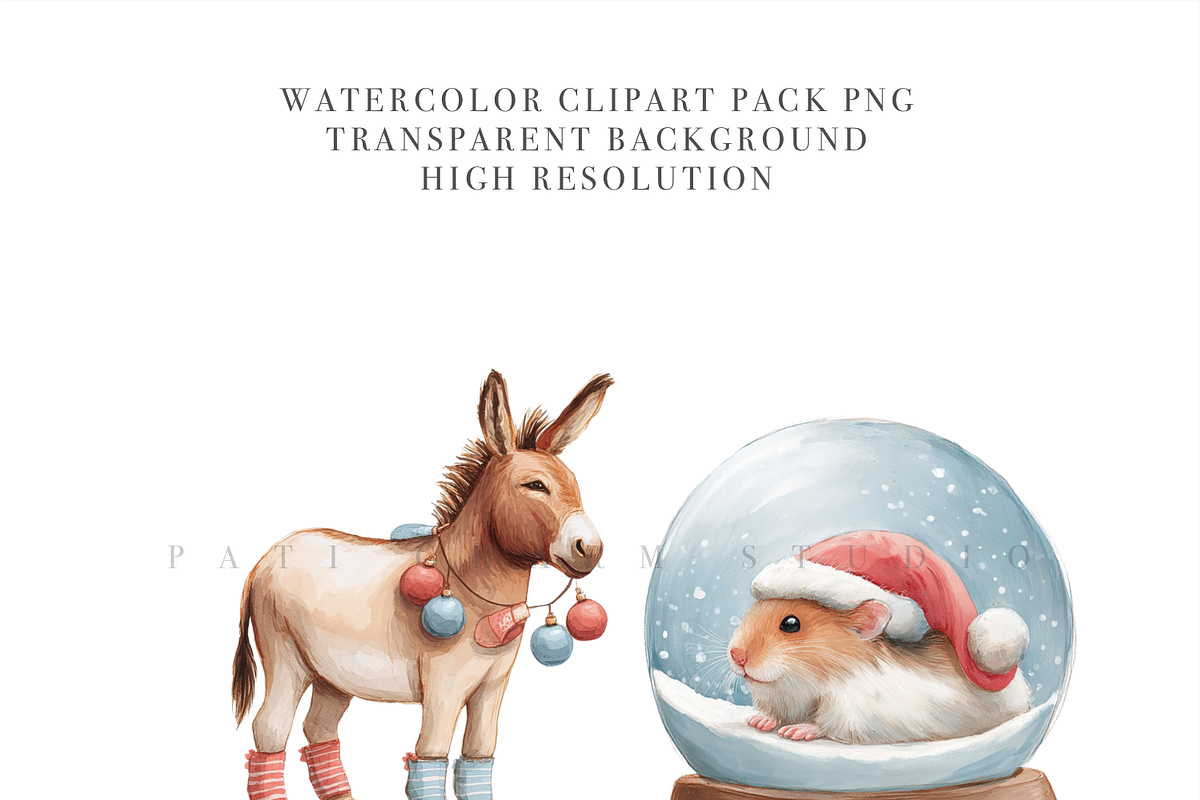 72 Christmas Animal Clipart, an Animal Illustration by Pati Charm Studio (Photo 4 of 8)