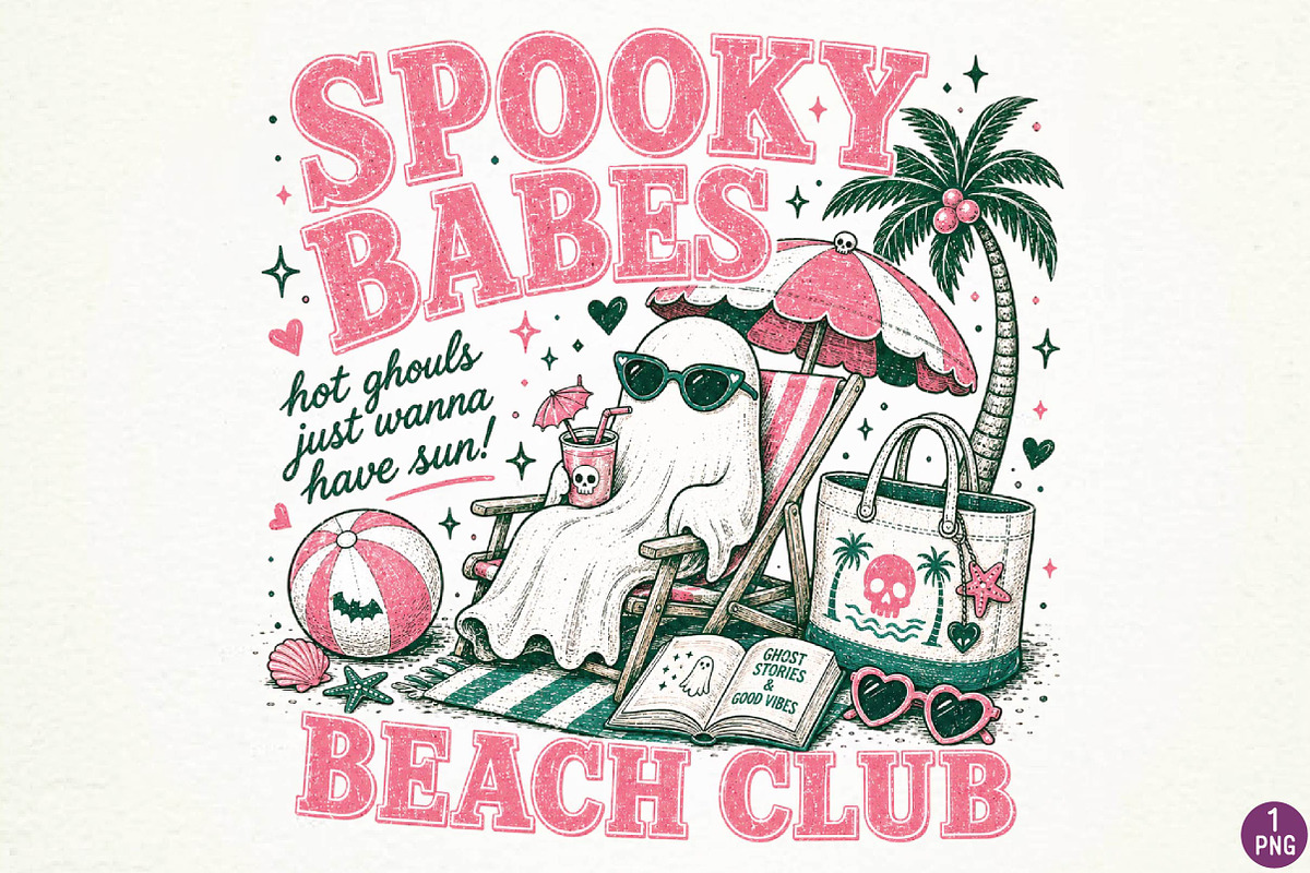 Summer Beach Club Ghost Sublimation, a Seasonal Illustration by DreamPrint404 (Photo 1 of 6)