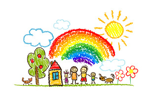 Family children's drawing with, a Person Illustration by Nenahliadava Design