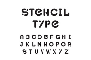 Stencil Typeface, Black Modular