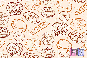 Hand-drawn Bread Pattern, a Pattern Graphic by MISS CHATZ