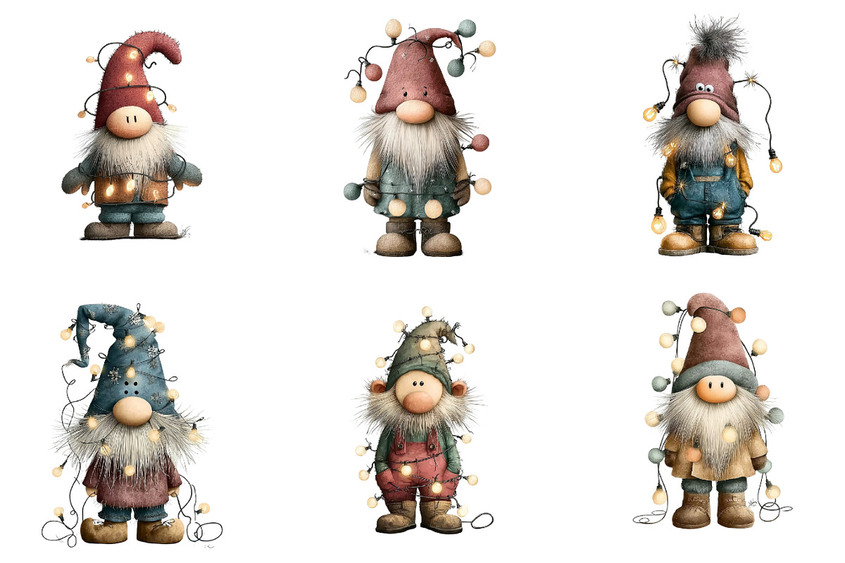 Christmas Gnome Lights Funny, an Illustration by DreamArtGraphic (Photo 4 of 5)