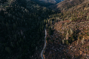 Lonely road featuring wilderness, road, and aerial