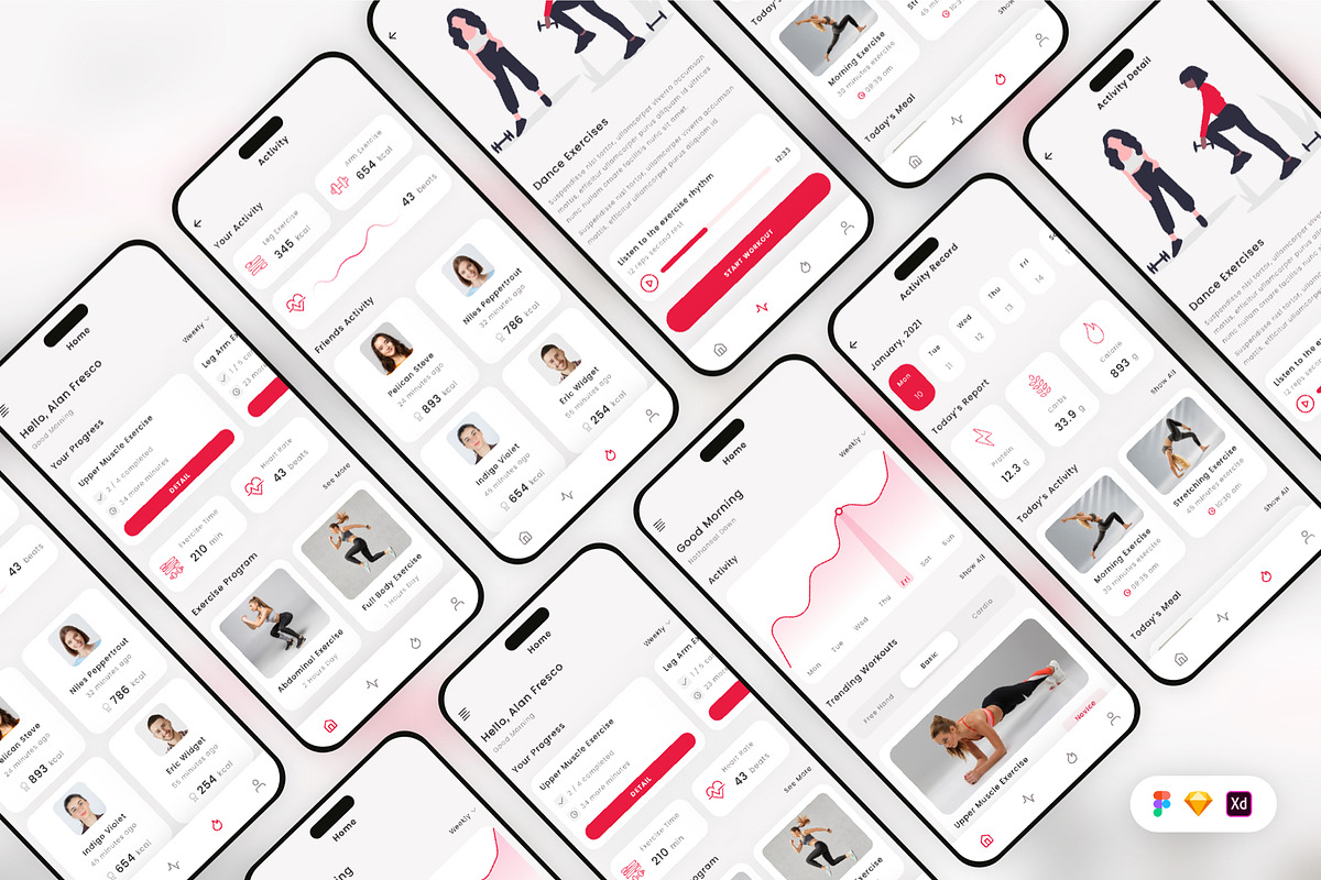 Exercise Mobile App UI Kit, an UI Kit Template by Betush