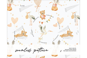 Nursery pattern baby bear pregnancy, a Pattern Graphic by Milatoo