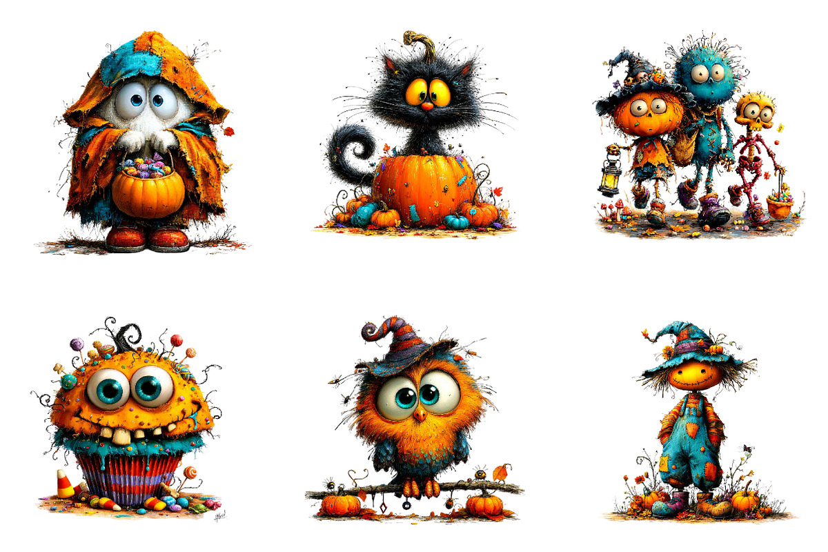 Whimsical Halloween Clipart, a Seasonal Illustration by CreationArt (Photo 4 of 5)
