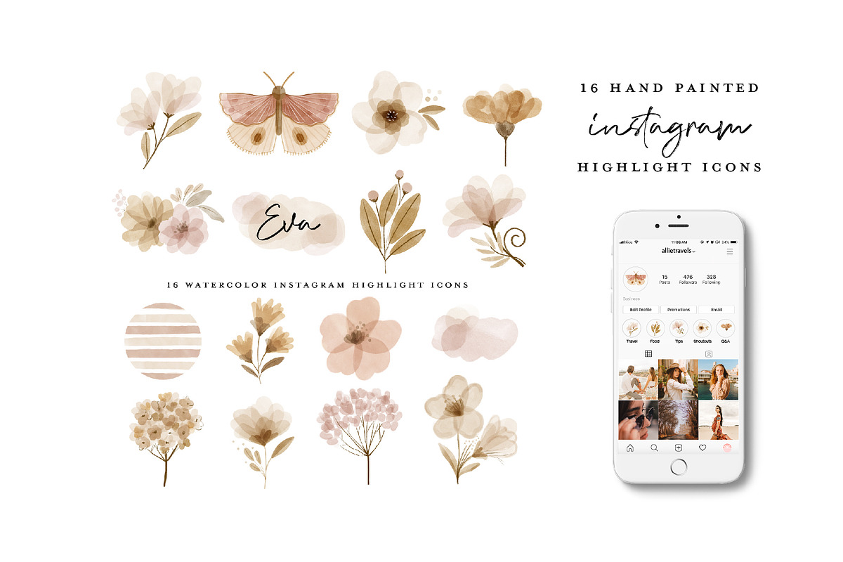 64 Watercolor Instagram Highlight, an Illustration by beatriceviyiwi (Photo 4 of 5)
