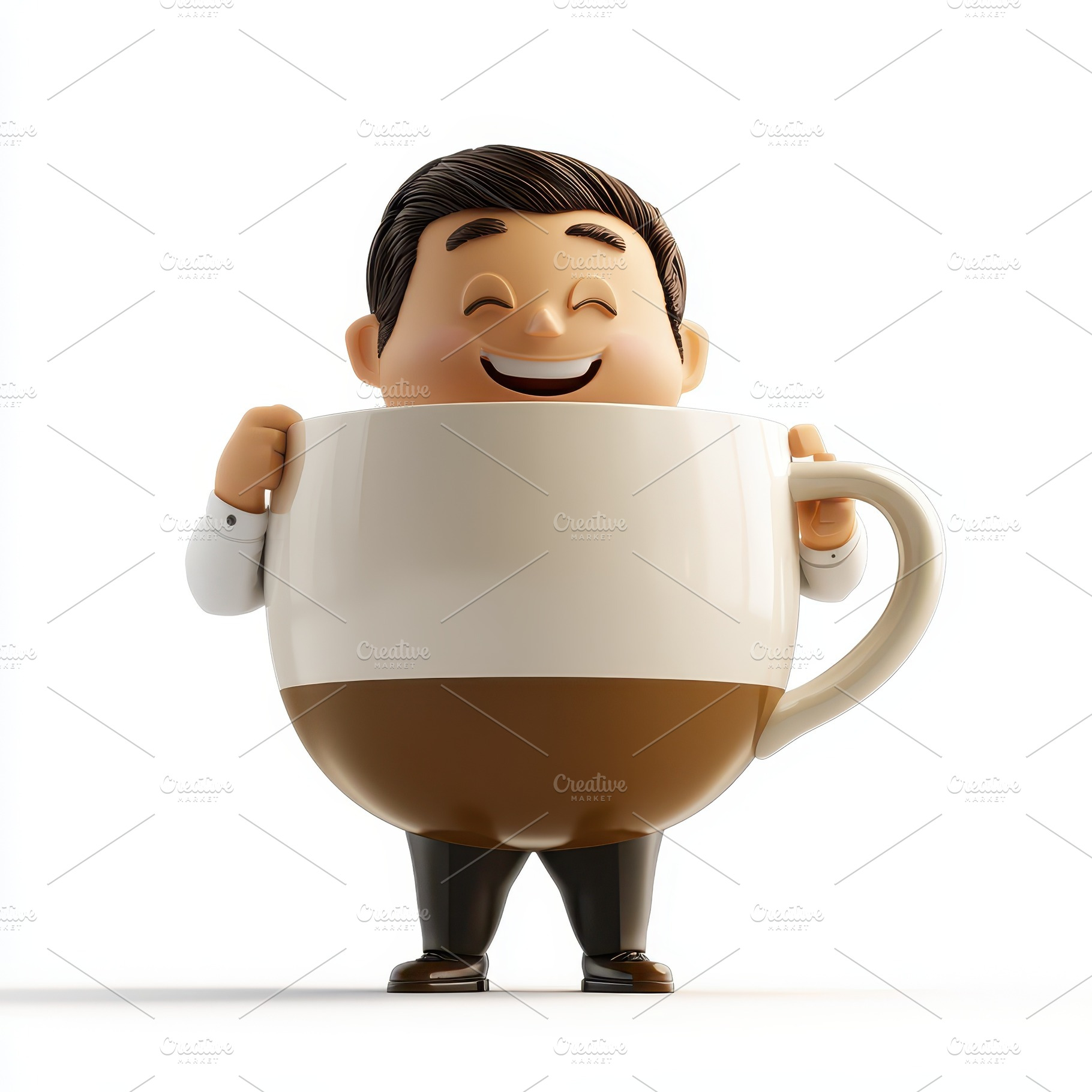 Happy businessman inside a coffee cu, an Abstract Photo by Pixeness Studio