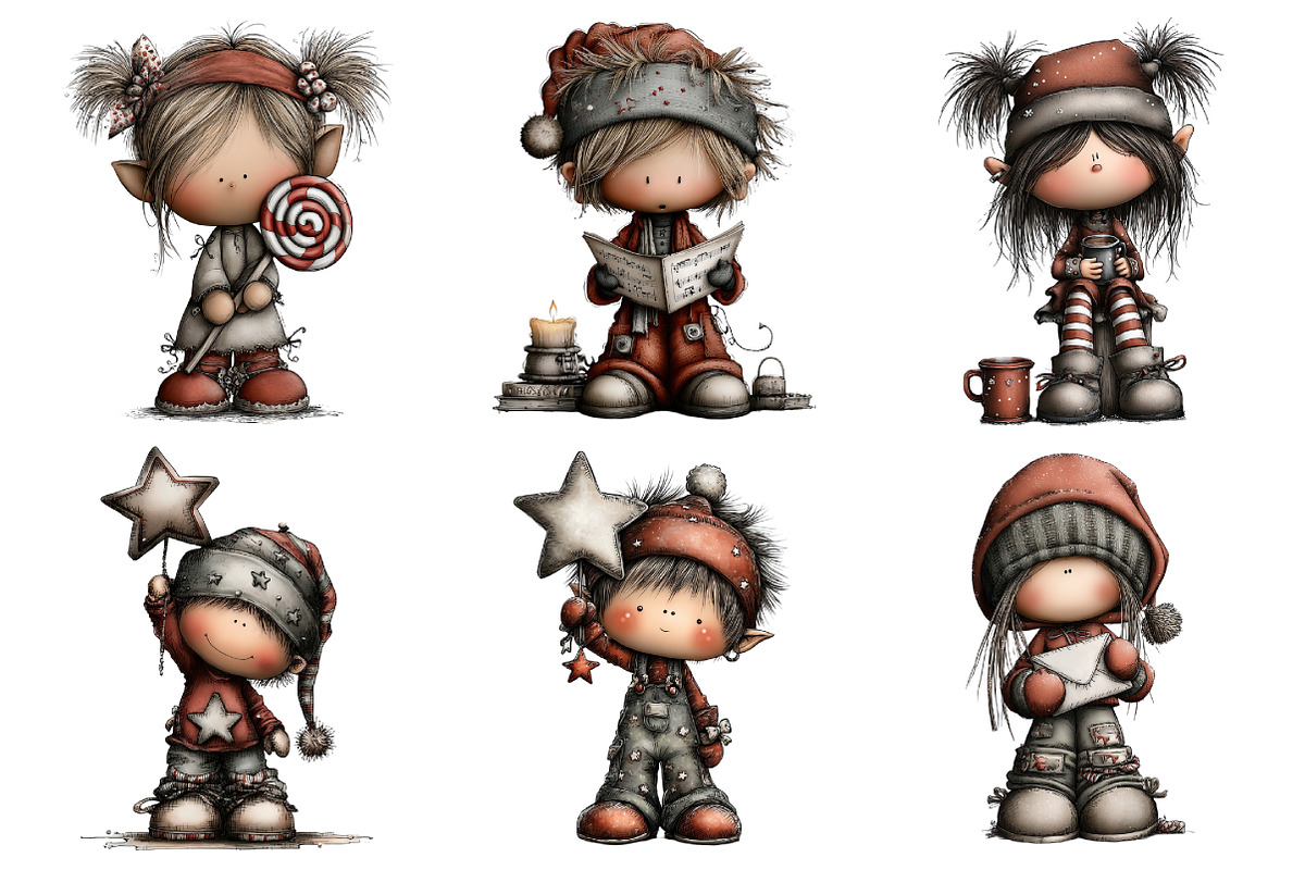 Watercolor Christmas Kids Elf Clipar, an Illustration by Daily.Designs (Photo 4 of 5)