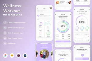 Wellness Workout Mobile App UI Kit, an UI Kit Template by Betush