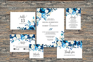 Navy Wedding Invitation Template SET