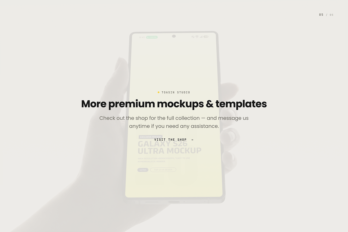 Galaxy S26 Ultra Mockup, an Android Mockup by Toasin Studio (Photo 5 of 5)