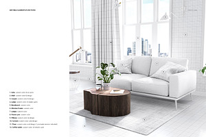 Loft Living Room Mockup Set