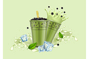 Matcha Bubble Tea Ads Banner Concept, a Food Illustration by Bigmouse_art (Thumbnail 2 of 2)