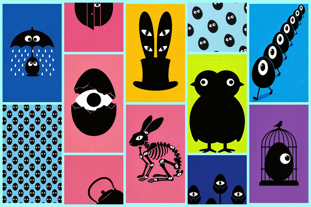 Odd Parade. Easter and humanoid eyes, a Background Graphic by AI Petr Creative Agency (Photo 3 of 7)