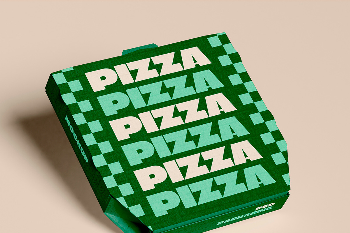 Takeout Pizza Box Mockup, a Packaging Mockup by Mego-studio (Photo 1 of 3)