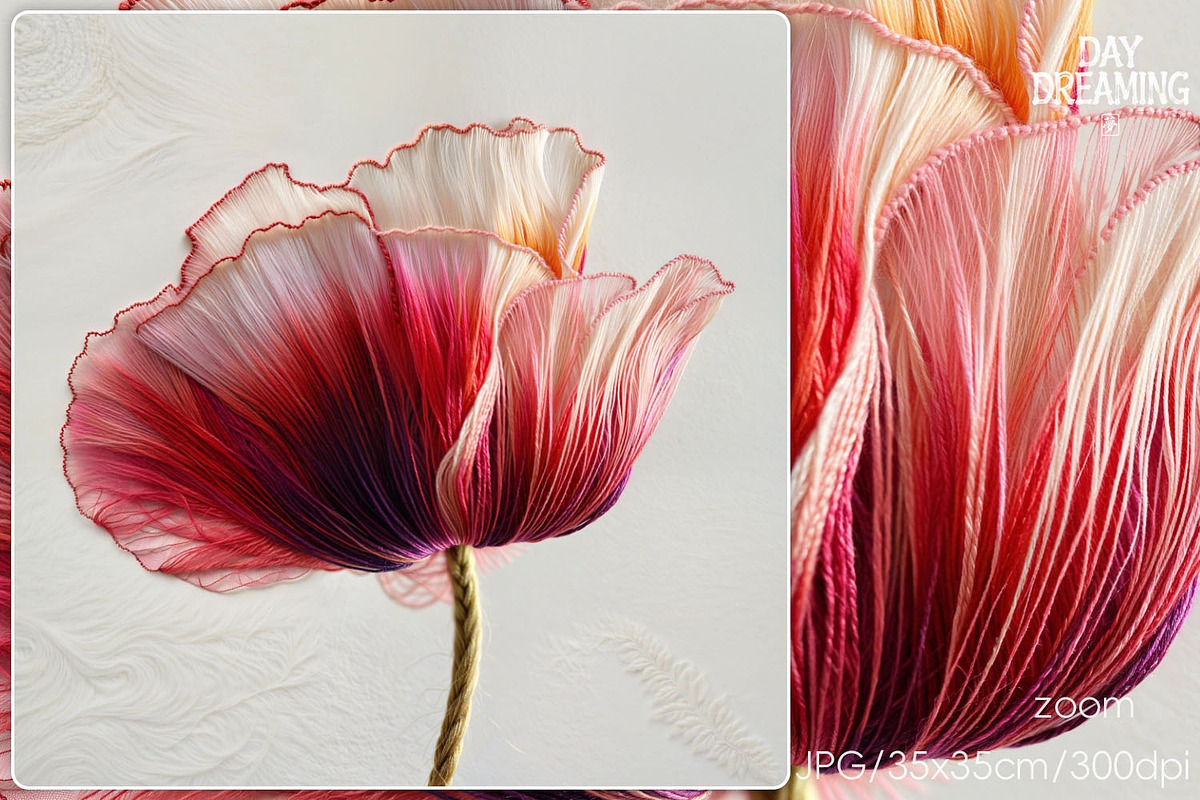 Delicate Silk Poppy Embroidery Art, a Decorative Illustration by yahu88studio (Photo 2 of 7)