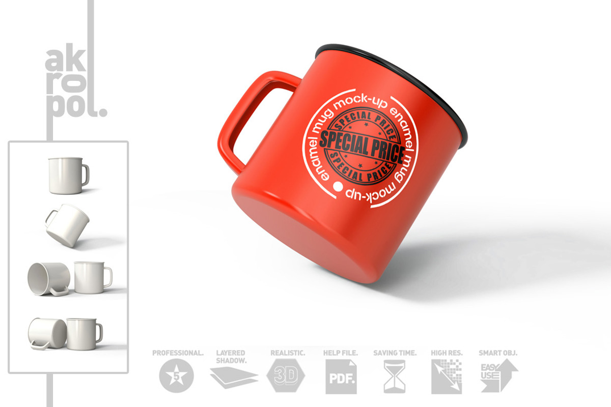 Enamel Mug Mock Up, a Cups & Container Mockup by akropol (Photo 7 of 8)