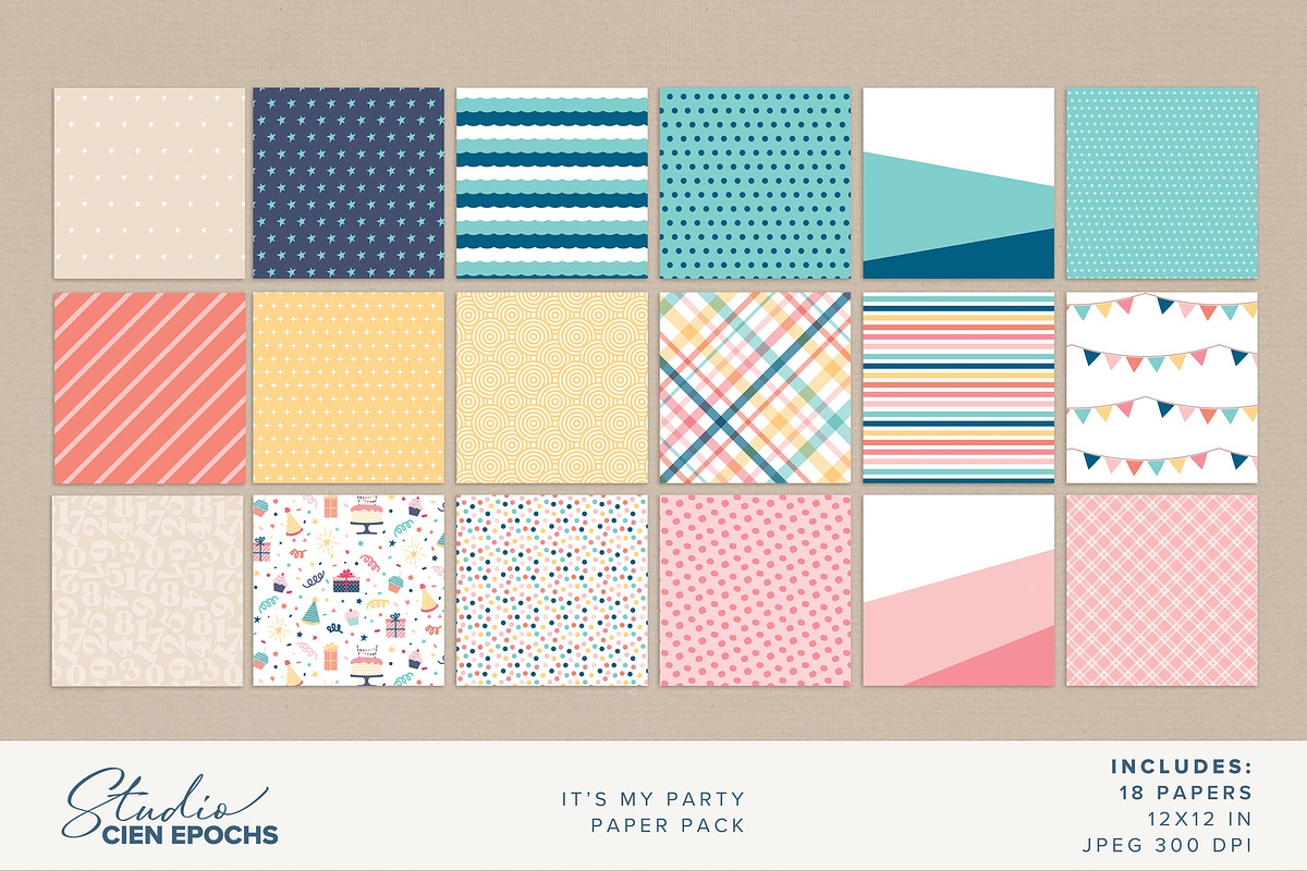 It's My Party Paper Pack, a Pattern Graphic by Studio Cien Epochs (Photo 2 of 3)