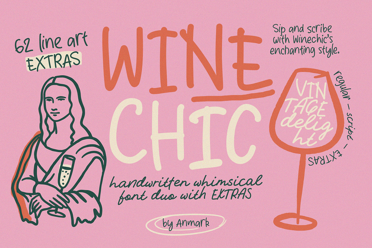 WineChic | Handwriting font | Extras, a Handwritten Font by AnMark (Photo 1 of 10)
