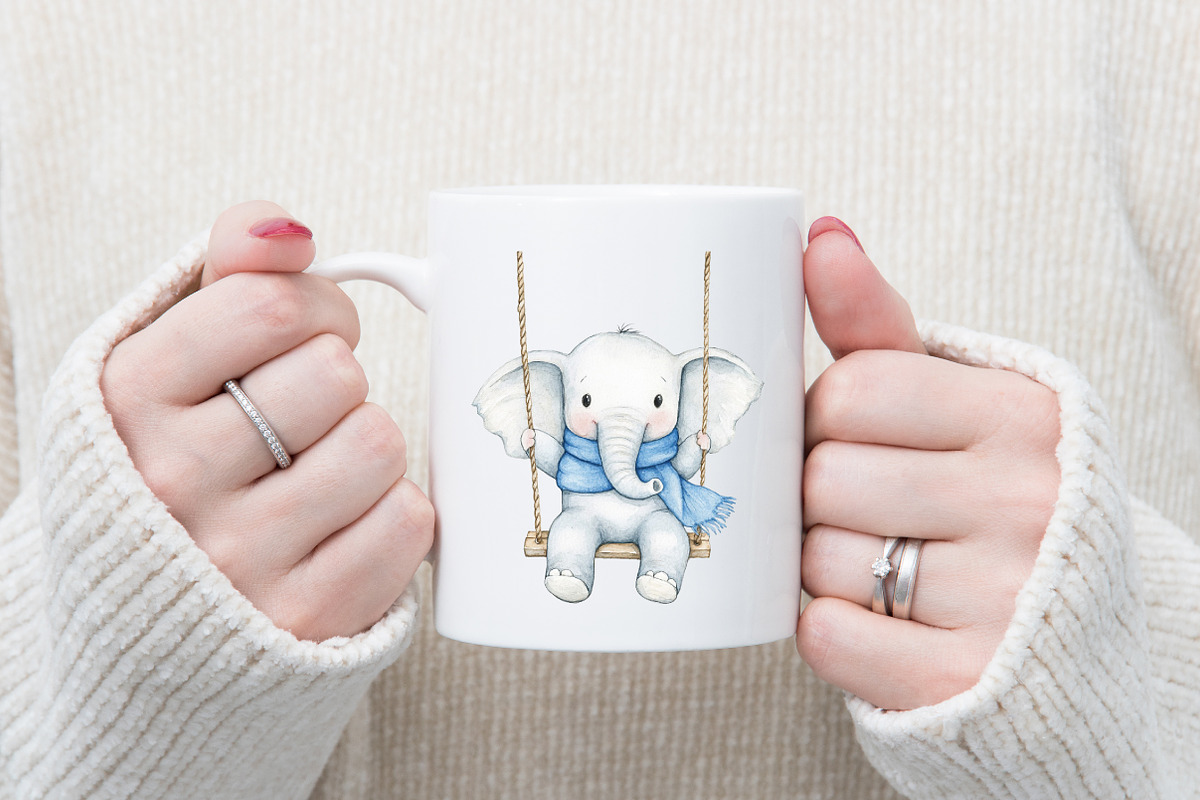 Watercolor Animals on Swings Clipart, an Illustration by designcity5 (Photo 4 of 5)