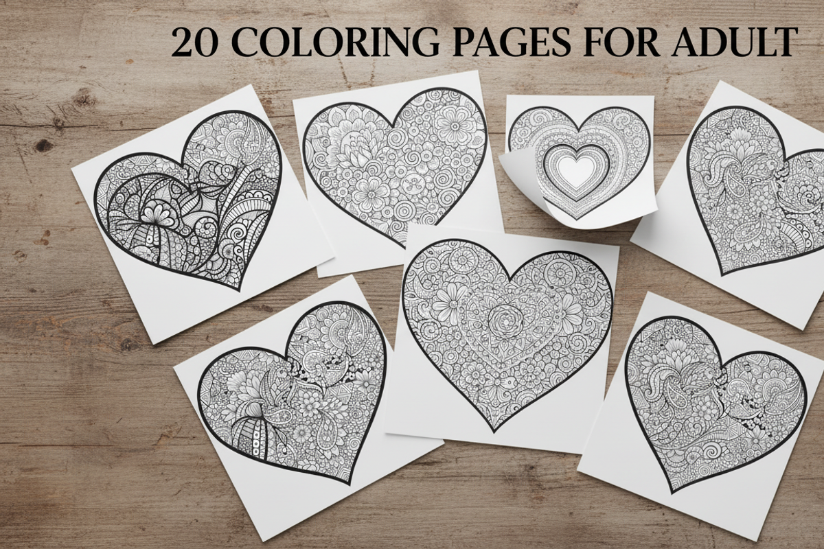 20 Adult Coloring Pages PDF Book, an Illustration by Amazin_art (Photo 3 of 5)