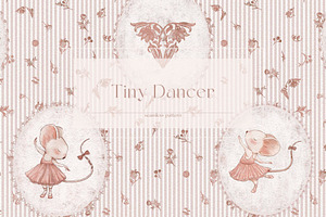 Tiny Dancer Cute Seamless Pattern, a Pattern Graphic by MouseGrey