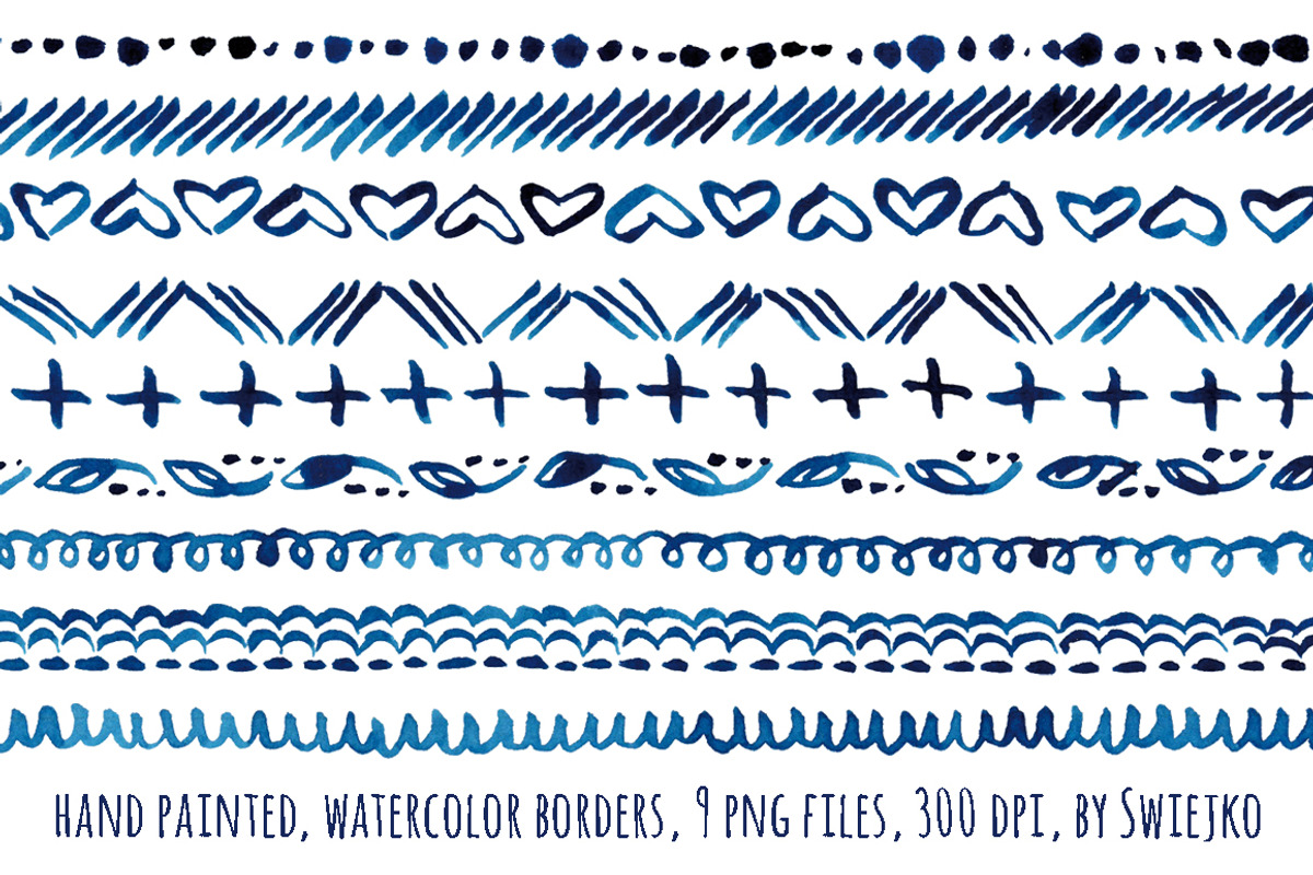 Hand Painted Indigo Borders, an Object Graphic by swiejko