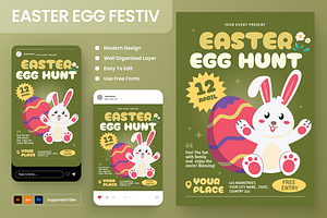Easter Egg Festival Flyer Set, a Flyer Template by Annora Studio
