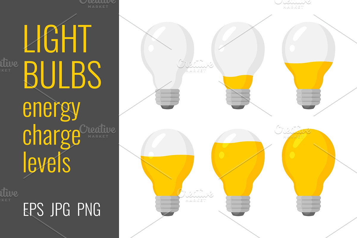 Light bulbs energy charge levels, an Outline Icon by Primula`s shop