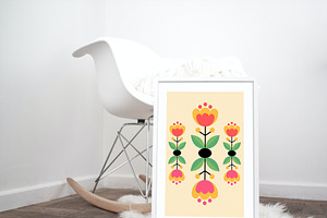 6 Floral Illustrations Art Posters