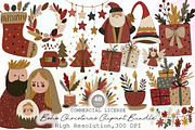 Boho Christmas Clipart Bundle, an Illustration by Sublimation Artist (Thumbnail 1 of 6)