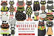 Whimsical Cat Clipart, an Illustration by CreationArt (Thumbnail 1 of 5)