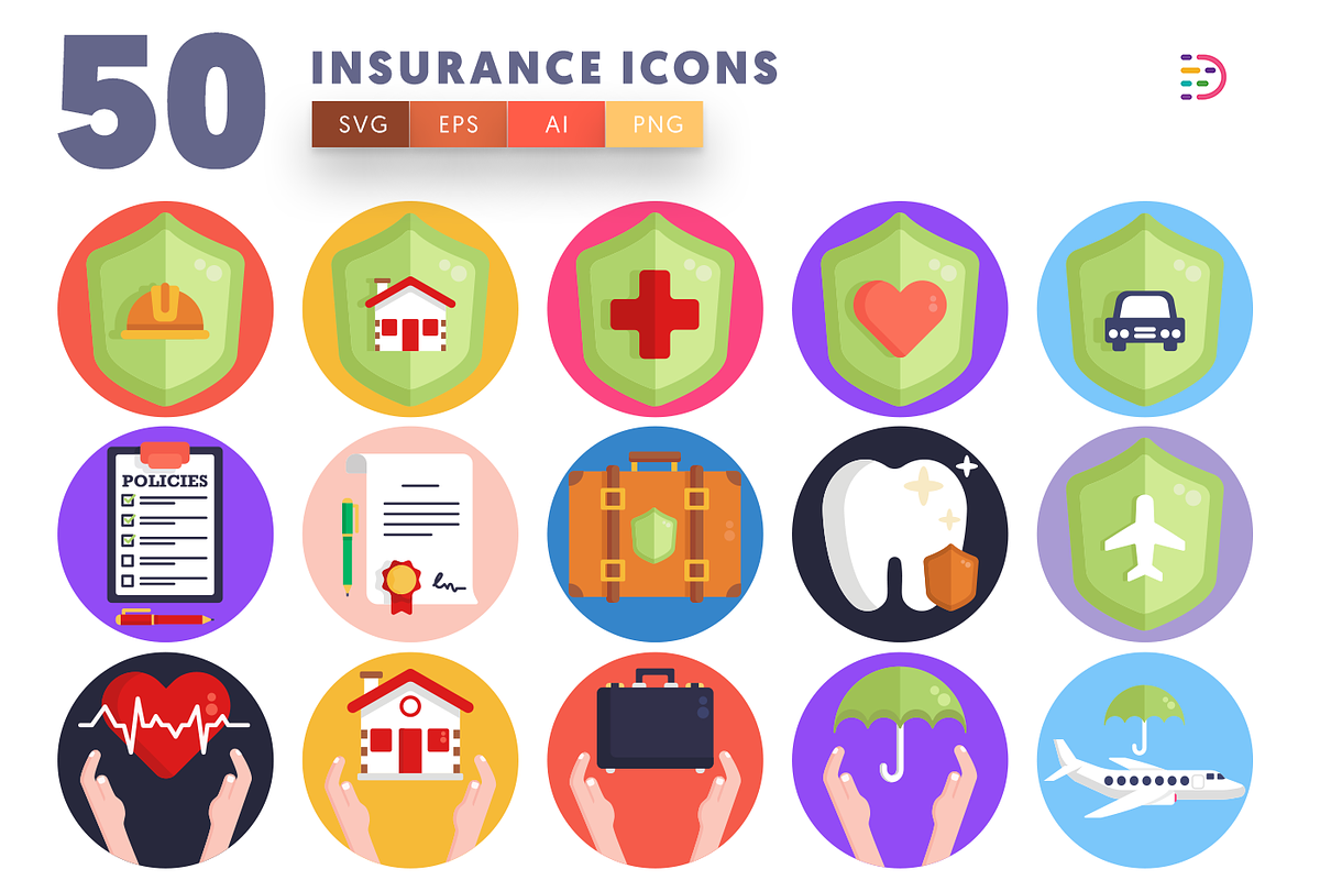 Insurance Icons | Download SVG, PNG, EPS Icons | Creative Market