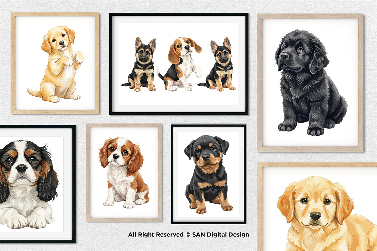 15 Bundle Watercolor Cute Dog Fluffy, an Animal Illustration by Morspective (Photo 4 of 8)