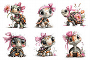 Tiny Turtle with Pink Bow Clipart, an Illustration by Daily.Designs (Thumbnail 6 of 6)