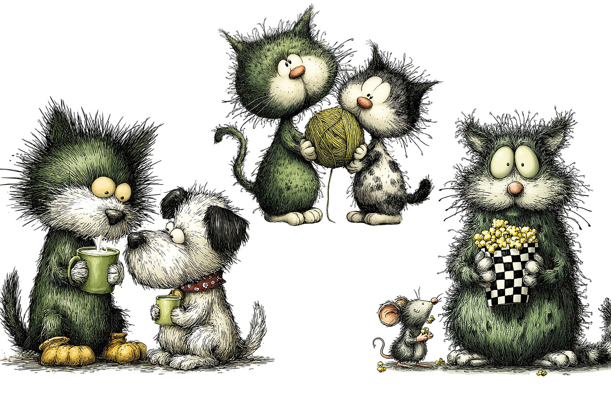 Quirky Cats Friendship Clipart, an Illustration by Craft Nest (Photo 8 of 10)