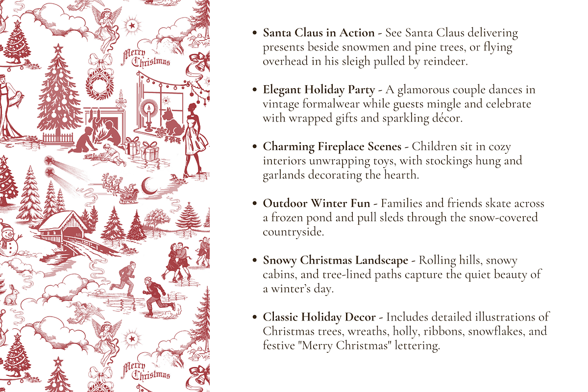 Vintage Christmas Seamless Pattern, a Background Graphic by Hughes Studio (Photo 4 of 8)
