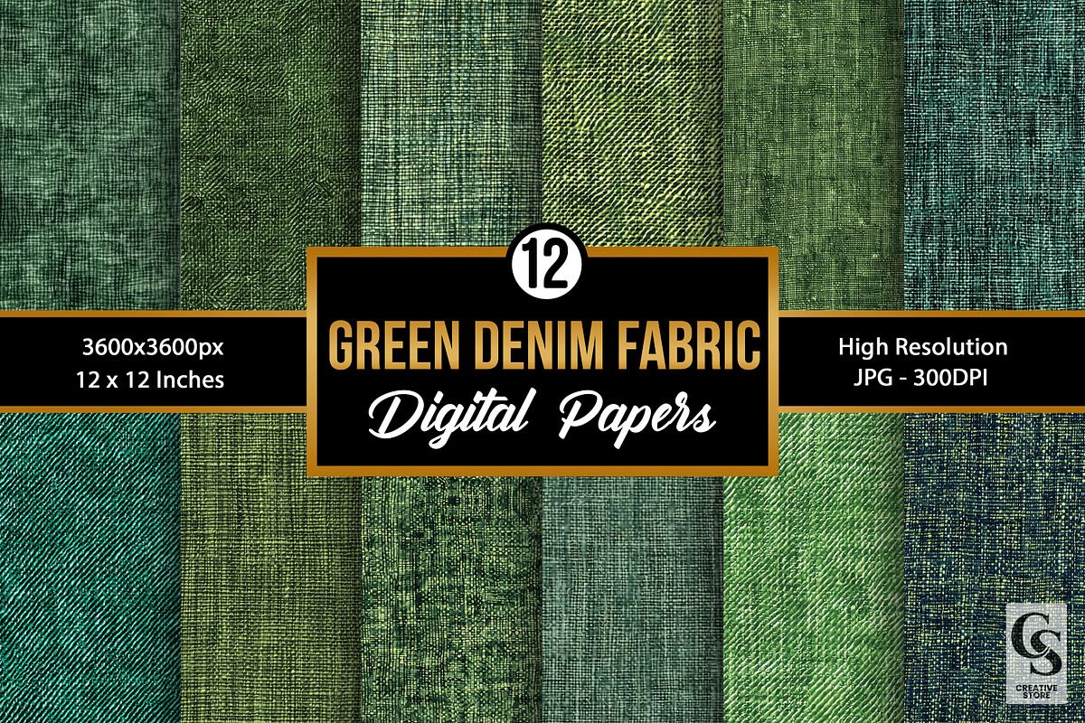 Green Denim Texture Digital Papers, a Texture Graphic by Creative Store (Photo 1 of 5)