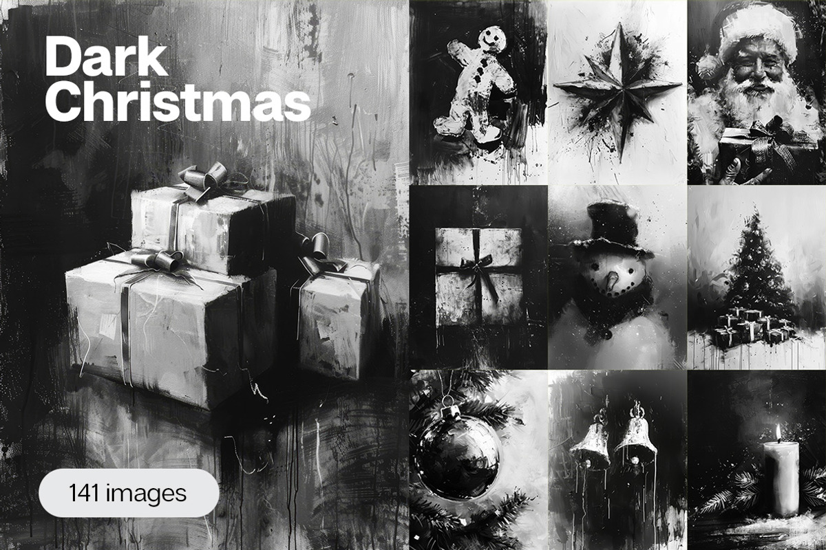 Dark Christmas - 141 images, a Seasonal Illustration by Handmadefont (Photo 1 of 19)