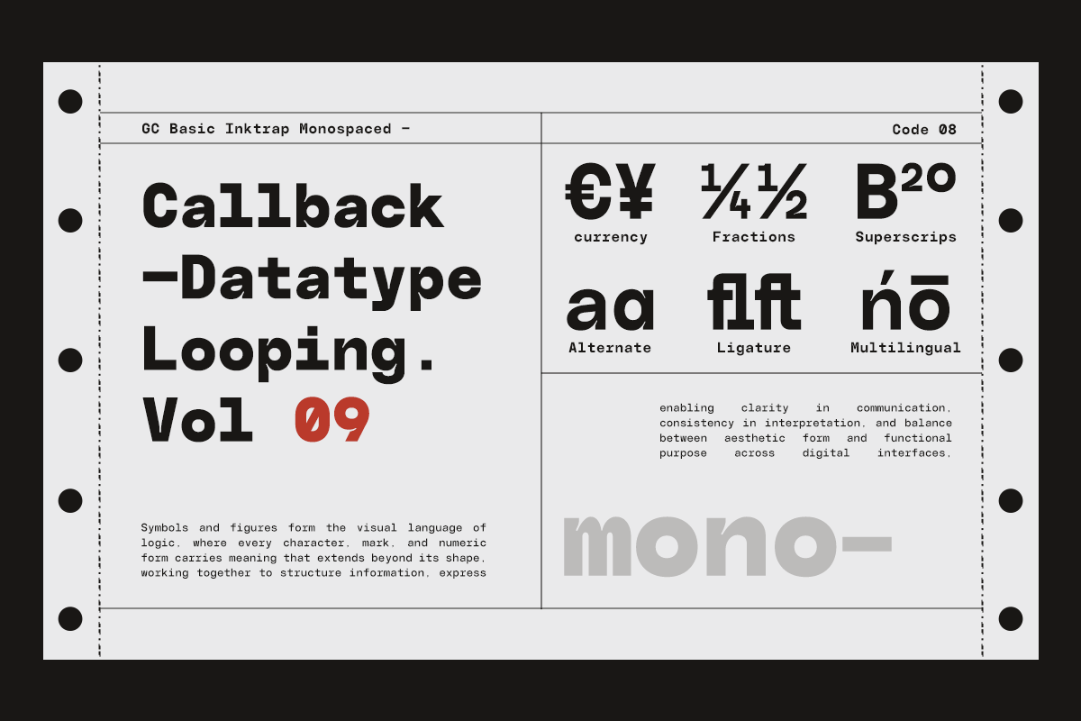 GC Basic Inktrap - Monospace, a Sans Serif Font by Glyphonic (Photo 4 of 15)