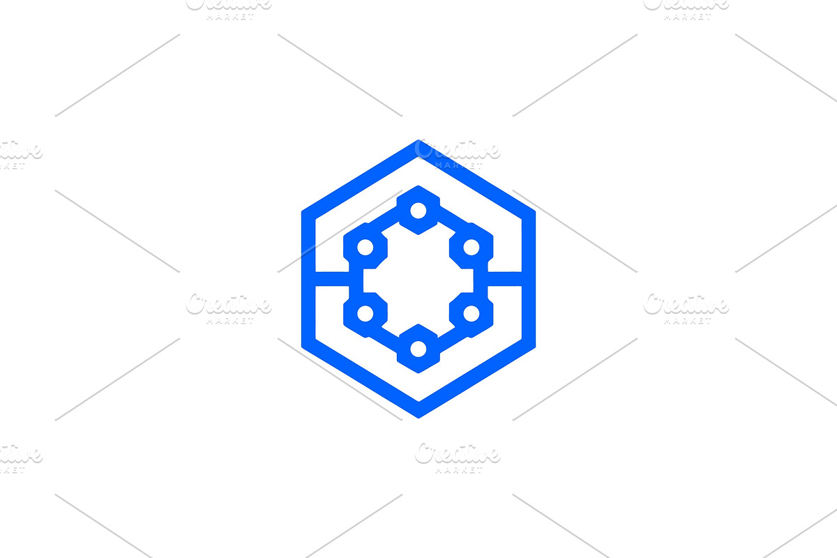 Modern Geometric Hexagon Node Logo, a Branding & Logo Template by Vectorium Studio (Photo 1 of 9)