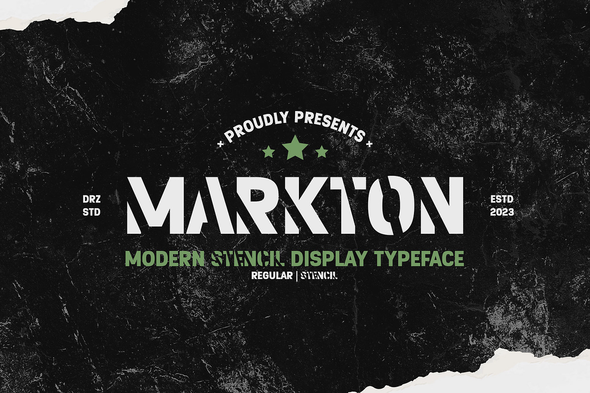 Markton – Modern Stencil Typeface, a Sans Serif Font by Drizy (Photo 1 of 10)