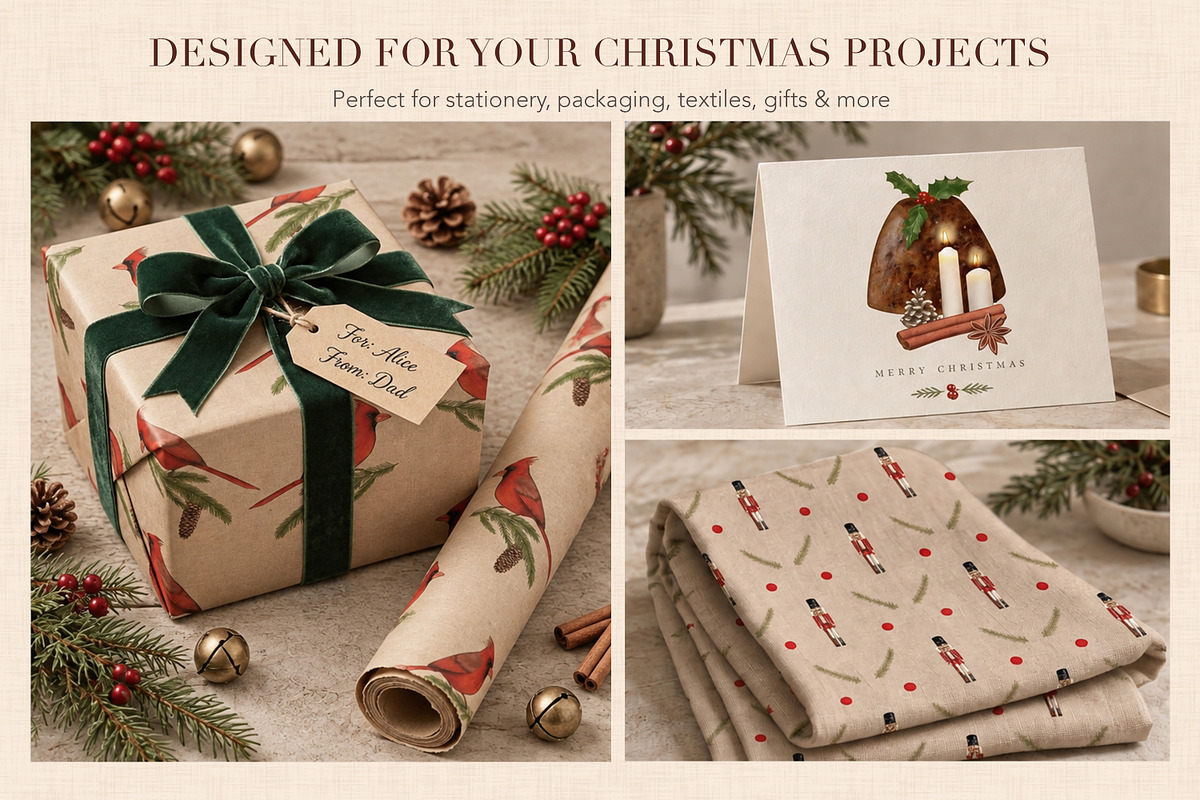 Rustic Christmas Clipart & Patterns, a Seasonal Illustration by Everilda (Photo 5 of 7)