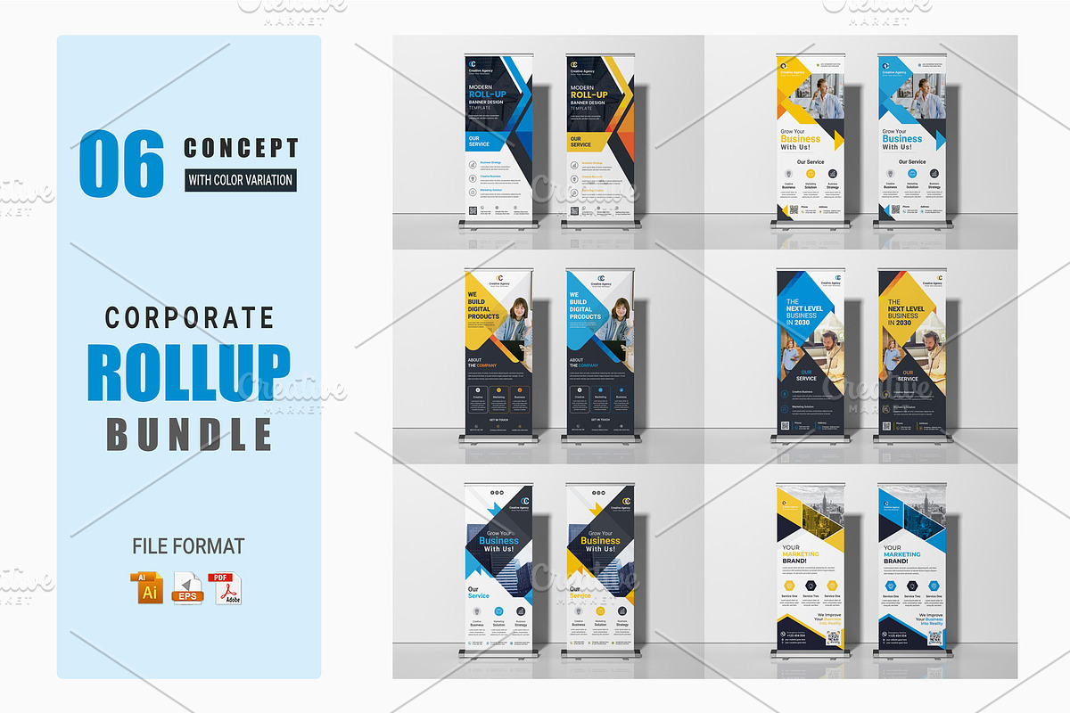 Corporate Rollup Banner Bundle, a Stationery Template by workclan24 (Photo 1 of 7)